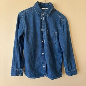 H&M Classic Blue Denim Kids Shirt Boys size 6-7 100% Cotton button up